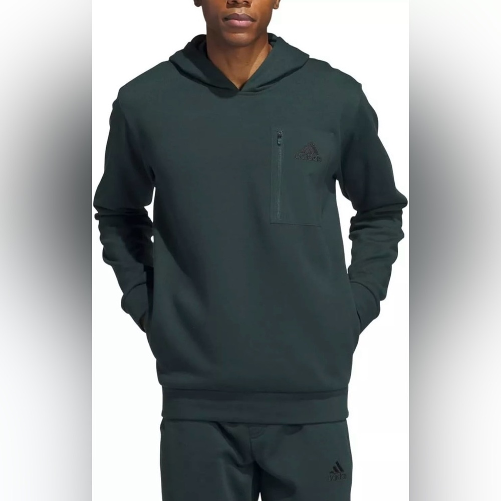Adidas Men's Regular Fit Kangaroo Pockets Hoodie Olive